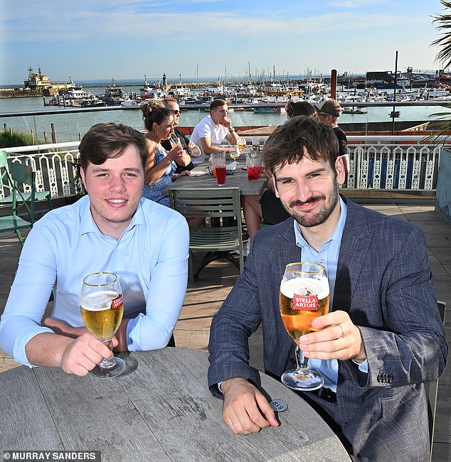 At 5.30pm, James King and Alex Porter, both estate agents, arrive for an evening pint on the terrace