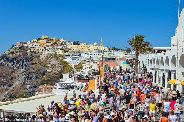 Santorini (pictured above) and Mykonos both often become overcrowded during the summer and each receives thousands of cruise tourists a day