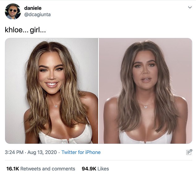 In 2020 Khloe's filter fail was exposed when she was called out on X for heavily altering a selfie after original look is finally revealed on Keeping Up with the Kardashians