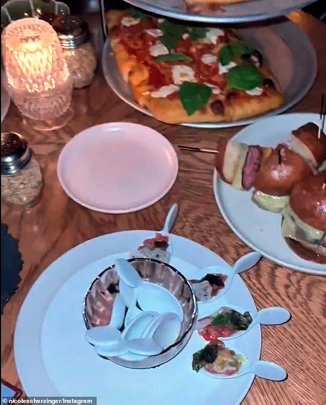Scherzinger danced the night away while indulging in tasty snacks such as savory pizza and sipped on refreshing drinks
