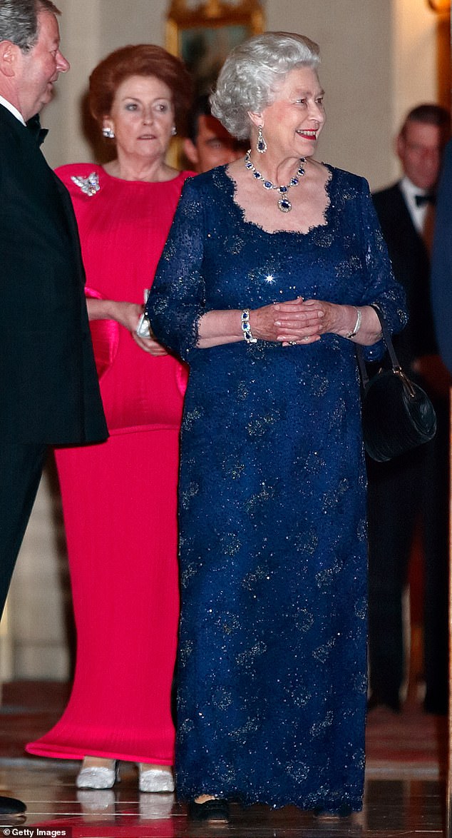 Lady Elizabeth Anson, pictured left in red behind the Queen, was not only Elizabeth's cousin, but one of her closest friends, having supported the monarch through the deaths of her mother, the Queen Mother, and sister, Princess Margaret