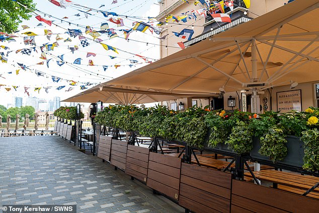 The pub sits on a section of the Thames Path which owner Mr Dowling says he leased from the Greenwich Foundation, a naval charity that supports the upkeep of historic buildings locally