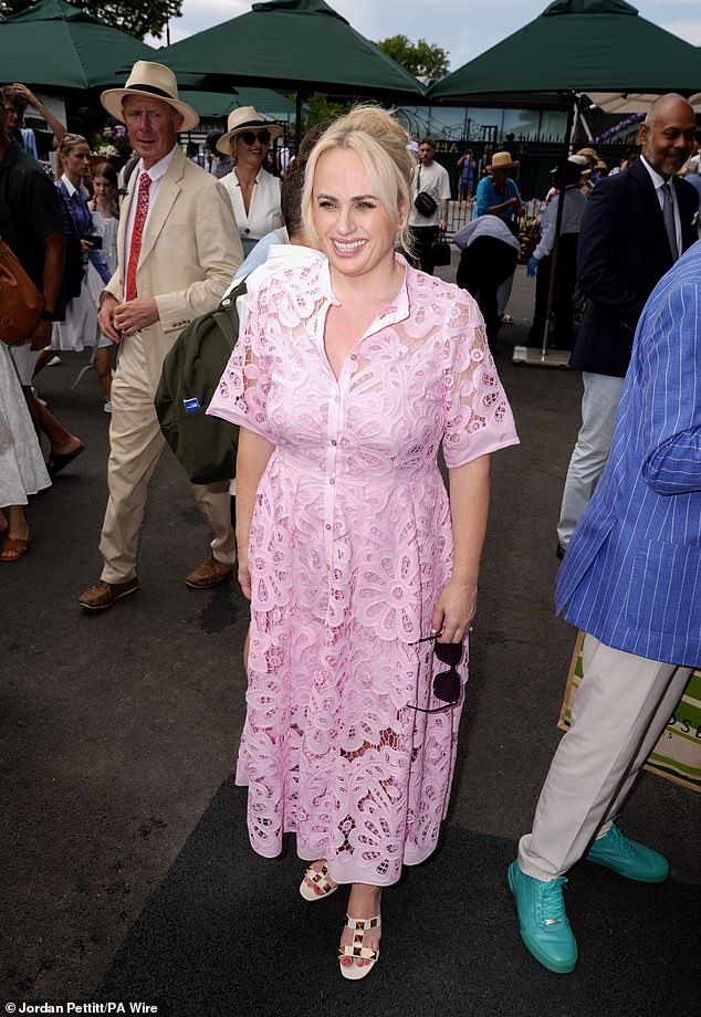 The couple were joined at the sporting event by the likes of Rebel Wilson, who turned heads in a pink lace midi dress