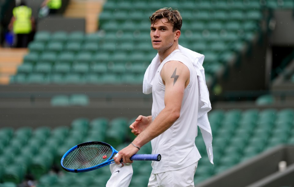 Jack Draper at a Wimbledon practice session.