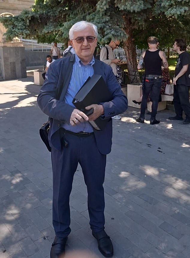 Bella May Culley's lawyer Malkhaz Alakaia pictured outside court