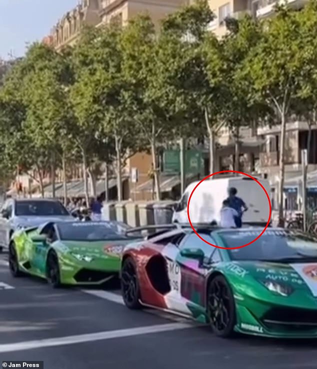 Scott had his expensive timepiece pinched before the thief and his accomplice zoomed off on the e-scooter  - he was unable to chase after them as he was stuck behind a similar supercar
