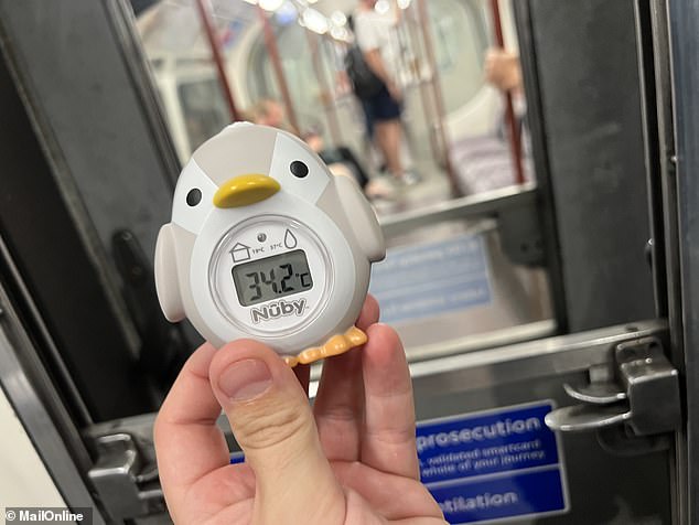 It was a similar story on the Bakerloo line, where the tiny trains and cramped tunnels saw temperatures hit 34C, only slightly helped by the draught from the doors