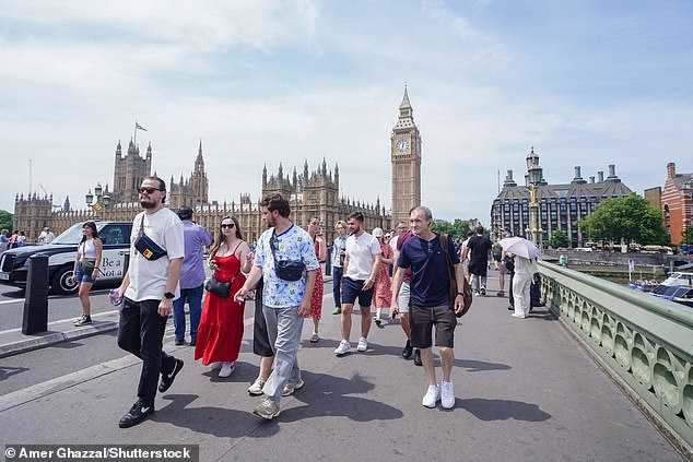 Across June, two heatwaves were confirmed across England and Wales - one in the third week of the month, and the second closing out the month. Pictured: London on 20 June