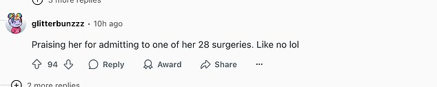 '"Transparent"?¿ notice she didn¿t say BBL,' one user wrote, while another added, 'The most obvious BBL of them all maybe'