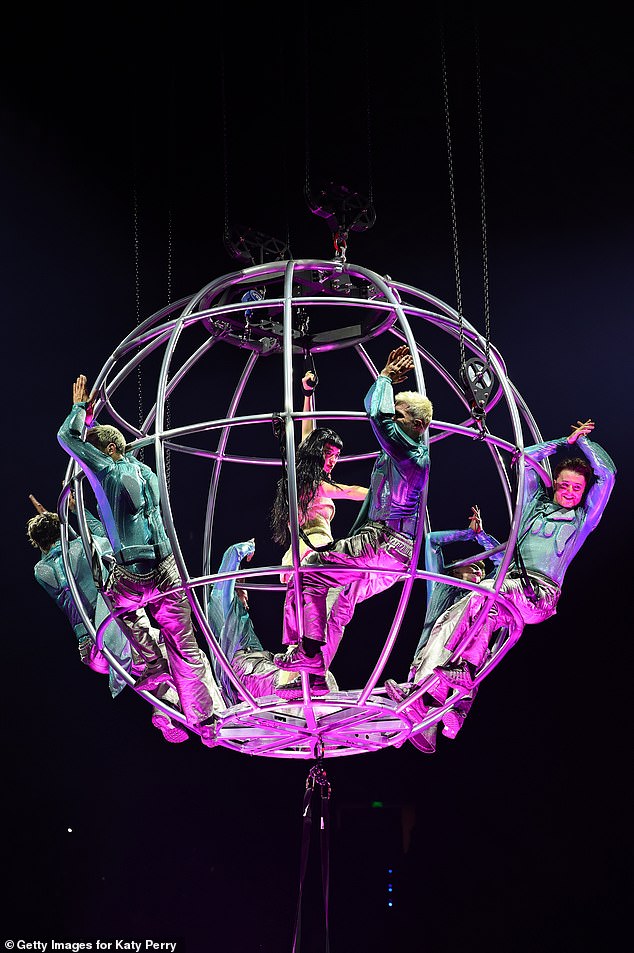 The pop star was quickly freed from the prop and saved ¿ before later breaking down in tears onstage ¿ but many of the fans took to social media to express how scared they were for her in that moment; pictured April in Mexico City