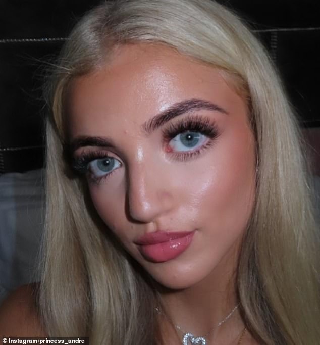 Styling her blonde tresses loose, Princess wore a set of full eyelash extensions, blushed cheeks and a glossy pink lipstick