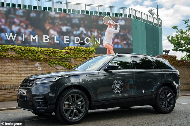 Organisers last year said the plug-in electric hybrid Range Rover, Range Rover Sport and Range Rover Velar (pictured) vehicles used are charged at the club 'using 100 per cent renewable electricity for near-silent running throughout The Championships'