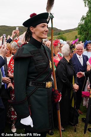 Pictured: Lady Katherine Douglas of the Royal Company of Archers, the King's official bodyguard in Scotland