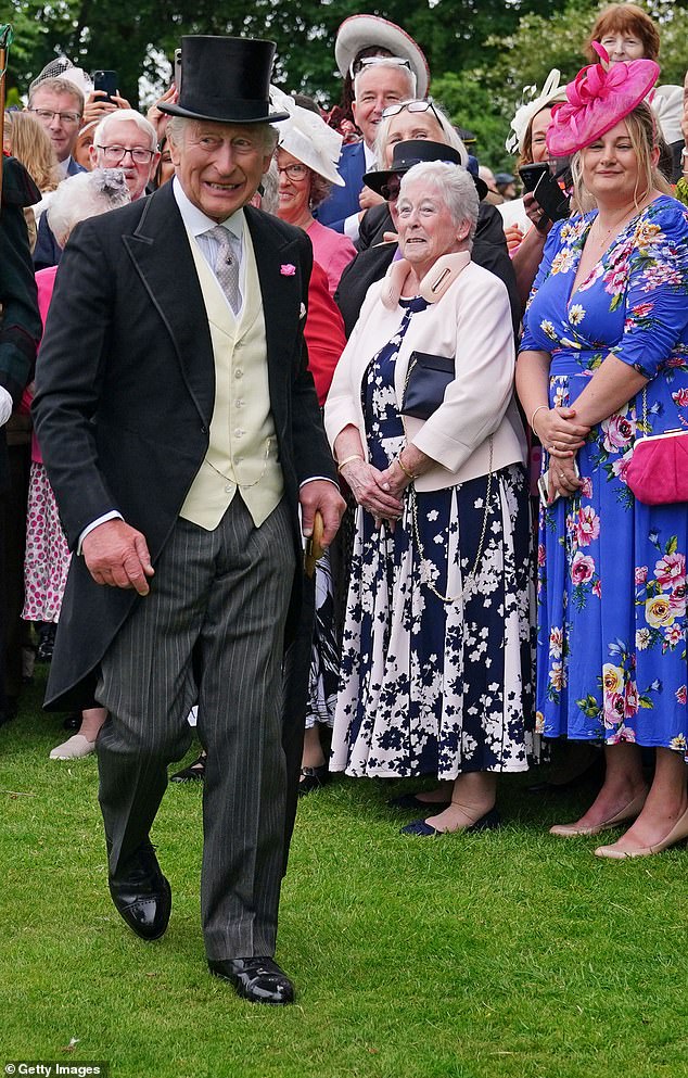 Florals appeared to be a popular outfit choice for the garden party attendees on Tuesday afternoon