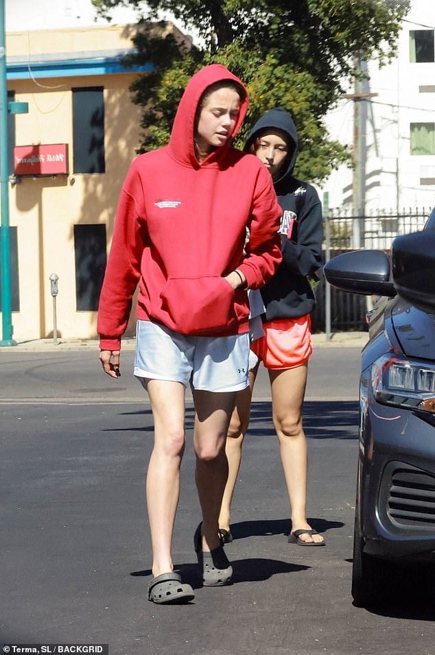 On Tuesday, the 19-year-old daughter of Angelina Jolie and Brad Pitt got close with her dance partner as they went to grab a meal together after hitting up the studio together. She appeared to be high spirits and was seen sharing a laugh with her pal as they were spotted walking from a car and into a local sushi joint in Los Angeles
