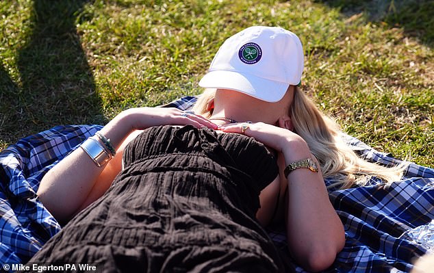 Spectators in the queue on day two of the 2025 Wimbledon Championships yesterday morning