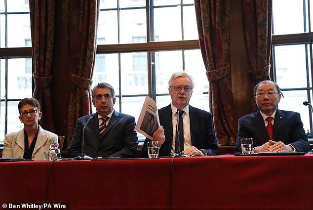 Neonatologist Professor Neena Modi, Letby's barrister Mark McDonald, Sir David Davis MP and retired medic Dr Shoo Lee, during a press conference to announce 'new medical evidence' which they say casts doubts on her convictions