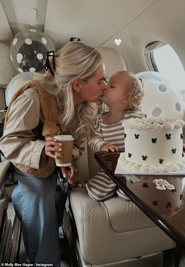 The boxer, 26, shares his two-year-old with fellow Love Island star Molly-Mae Hague , with the pair getting back together this year after their shock split last summer (Bambi seen on private jet this year)