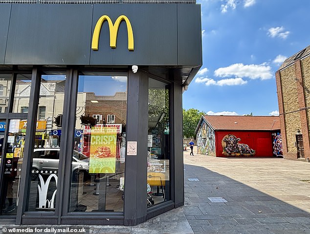 One piece close to the McDonald's (pictured) that was painted by vegan artist Louis Michel - sparked fury