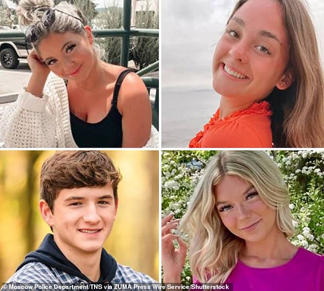 Kohberger, 30, was due to face a capital murder trial in August for the deaths of Kaylee Goncalves (pictured top left), 21; her best friend Madison Mogen (pictured bottom right), 21; as well as their housemate Xana Kernodle (pictured top right), 20; and her boyfriend Ethan Chapin (pictured bottom left), 20, in November 2022
