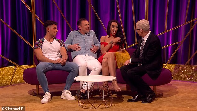 Pictured L-R: Alexi Eraclides, Barry, Cali and Paul O'Grady on Blind Date in 2018