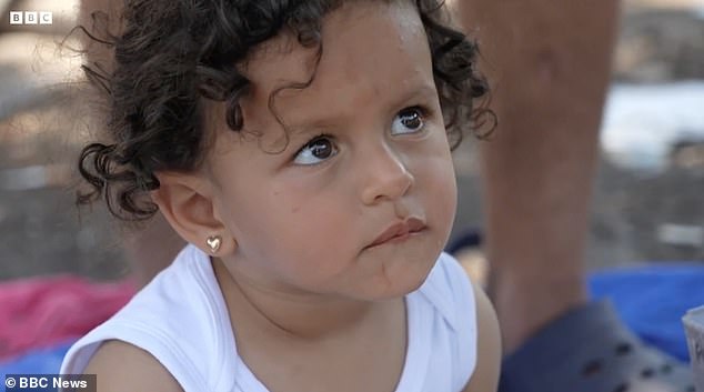 The father also revealed his daughter Hadeel, two, (pictured) almost drowned in an attempted crossing yesterday