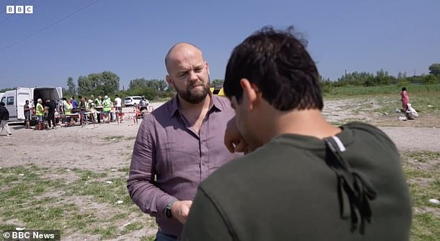 Another migrant who said he wanted to be a policeman and study in the UK broke down in tears saying 'it's so hard'
