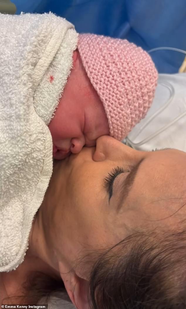 Posting photos taken after the birth Emma gushed: 'Say hi Ella-Grey And then there were six!'