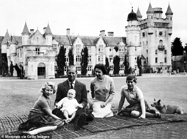 Queen Elizabeth and her husband Prince Philip, Duke of Edinburgh, with their children Princess Anne, Prince Charles (right) and Prince Andrew in Balmoral in 1960