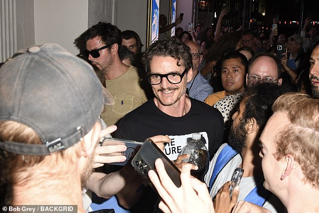 Pedro was swarmed by fans as he exited the theatre