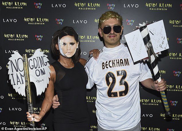 The Spice Girls announced their plans to reform again in 2019 but Mel B was left furious when Victoria refused to join, even dressing up as her for Halloween (pictured with Gary Madatyan)