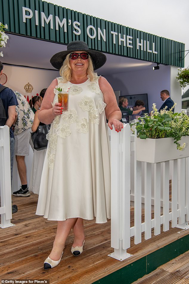 Gemma Collins looked in good spirits as she treated herself to a glass of Pimm's at the event