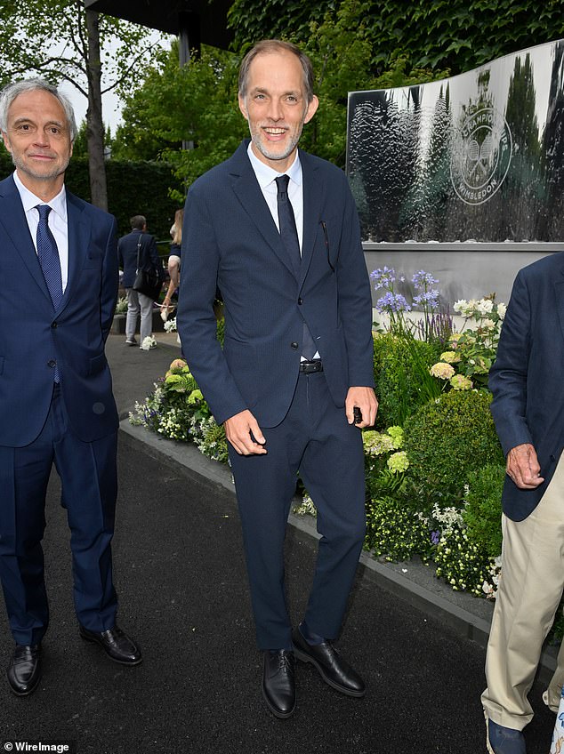 England football manager Thomas Tuchel swapped the pitch the court as he arrived at the All England Lawn Tennis and Croquet Club