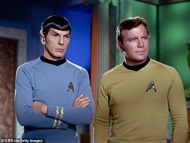Leonard Nimoy as Mr. Spock and William Shatner as Captain James T. Kirk pictured in Stark Trek in 1968