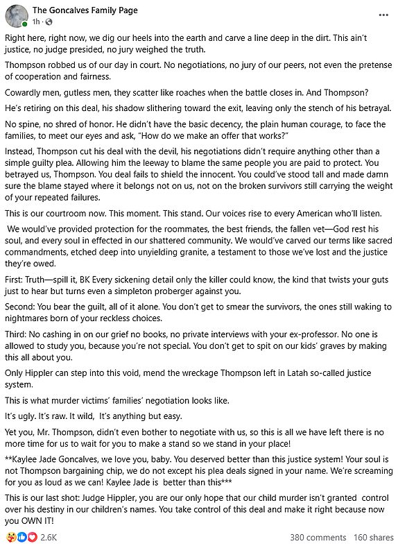 14868007 Idaho murders live blogThe Goncalves Family Page scathing post about Bill Thompson: