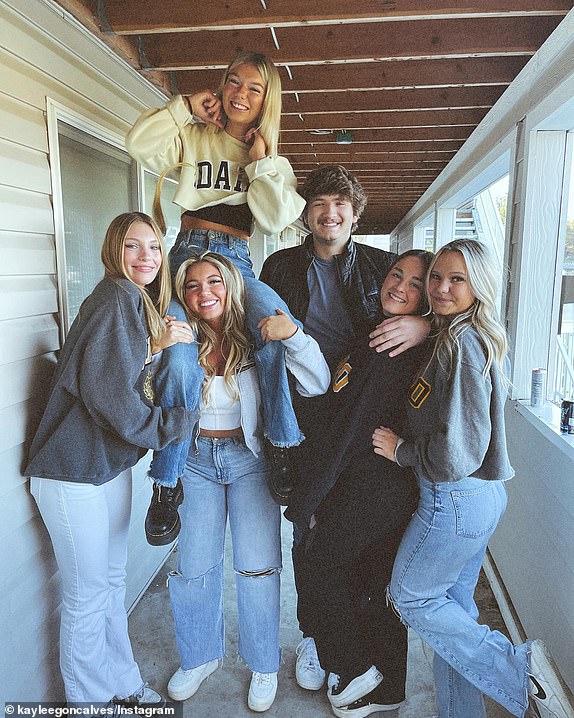 Post by Kaylee Goncalves on Nov. 12, 2022 reads: one lucky girl to be surrounded by these ppl everyday Pic shows: (L-R) Housemates Dylan Mortensen, Kaylee Goncalves, Madison Mogen (on Kaylee's shoulders) Ethan Chapin, Xana Kernodle and Bethany Funke - four victims and two survivors of mysterious murders at their home near the Idaho University campus.The gruesome murders, which read like a script from the horror flick Sceam or a Halloween movie, saw victims Kaylee Goncalvez, 21, Madison Mogen, 21, Ethan Chapin, 20, and his girlfriend Xana Kernodle, 20 stabbed to death between 3am and 4am on November 13 in their beds. Bethany Funke (right) and Dylan Mortensen (left) were not harmed.The killer apparently bypassed the seperate bedroom of Bethany Funke and Dylan Mortensen who lived in the six-bedroom, three-bathroom house, along with the slain victims.There remains no suspect, and no murder weapon: police are appealing for anyone who was with the four to come forward and speak to them.
