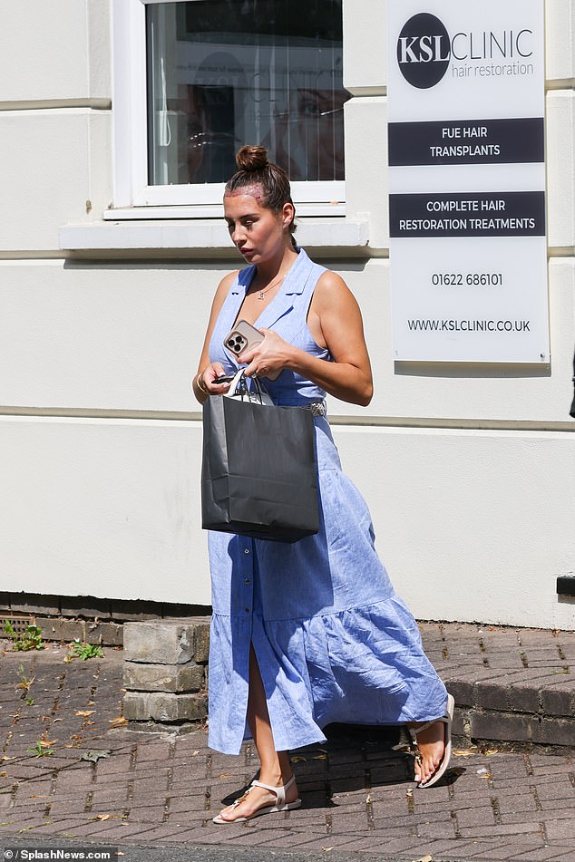 Chloe's procedure comes seven years after her now husband Grant Hall also underwent a hair transplant at the same clinic back in 2018