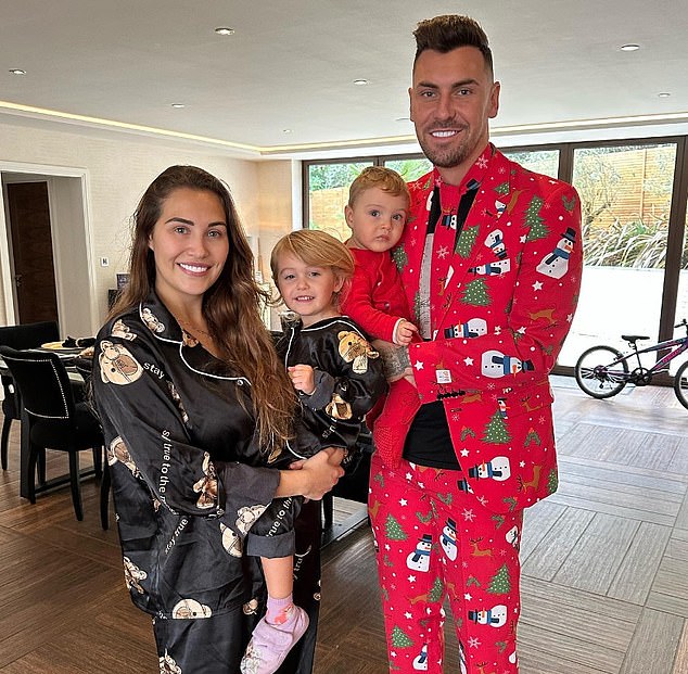 Chloe and Grant Hall share daughter Isla, five, and son Hudson, three, and married in a picturesque ceremony in Portugal (pictured together December 2022)