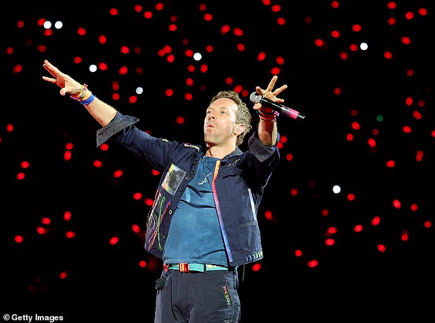 The Coldplay frontman has been on tour with his band in recent months. He is pictured performing in Las Vegas earlier in June