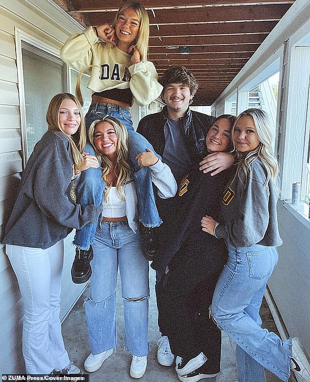 On November 13, 2022, an intruder killed Madison Mogen (second from left, top), Kaylee Goncalves (second from left, bottom), Xana Kernodel (second from right) and Ethan Chapin (center) with a knife.