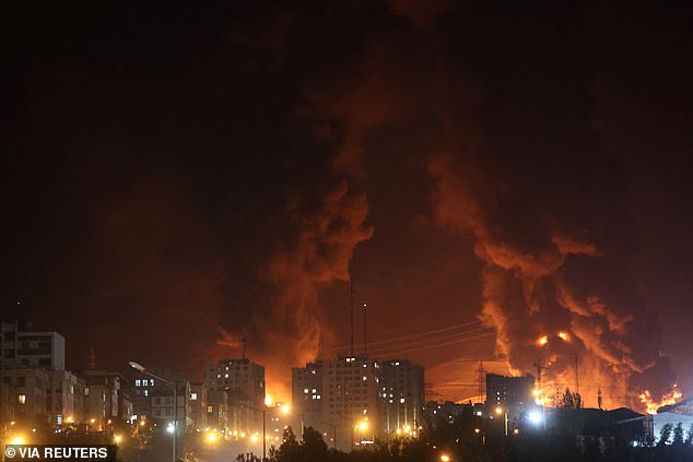 Fire of Israeli attack on Sharan Oil depot on June 15, 2025