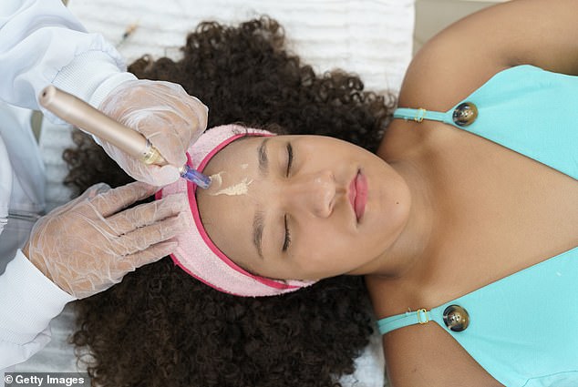 First, she recommended that you stay away from DIY microneedling or at-home lasers, as she warned, 'These tools can cause more harm than good when not used properly' (stock image)