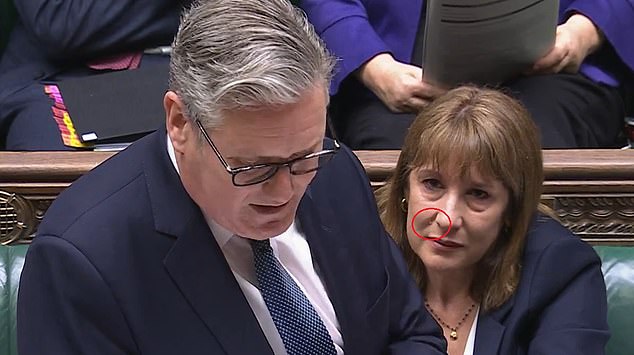 TV cameras captured brutal footage of the self-styled 'Iron Chancellor' wiping away tears as Sir Keir Starmer ducked questions about whether she is safe in her job