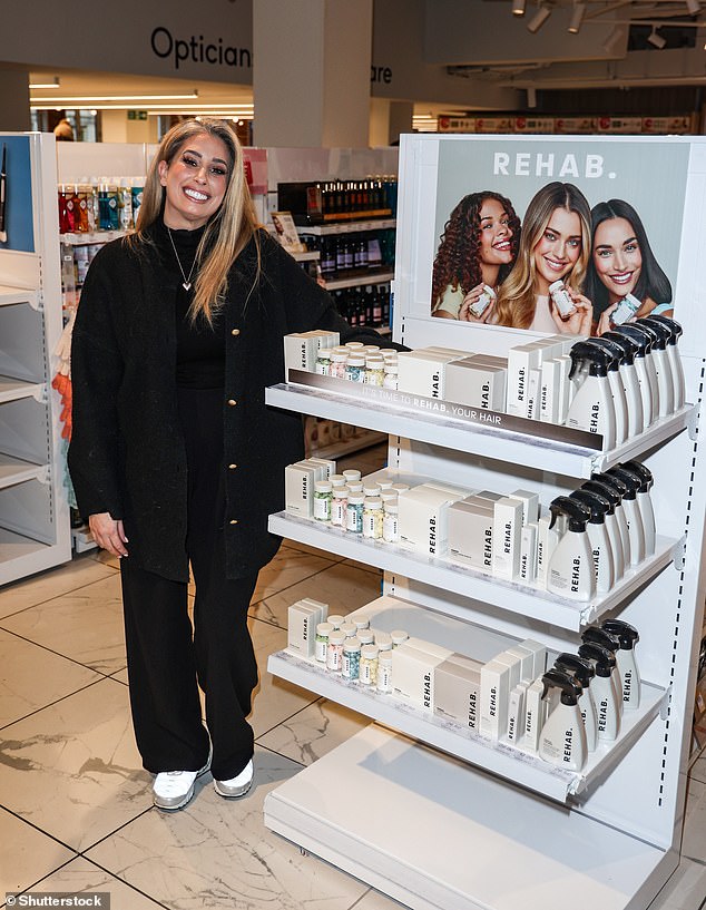 After finding success in haircare (Stacey is pictured with the hair products), Rehab has expanded into body care in a move sure to make Stacey and her co-owners more huge profits