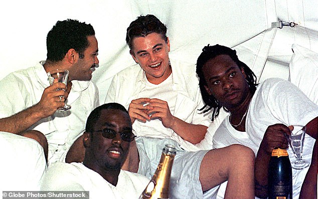 Stars including Leo DiCaprio have been snapped at the bashes, including one where The Revenant actor sipped champagne surrounded by Diddy and other attendees