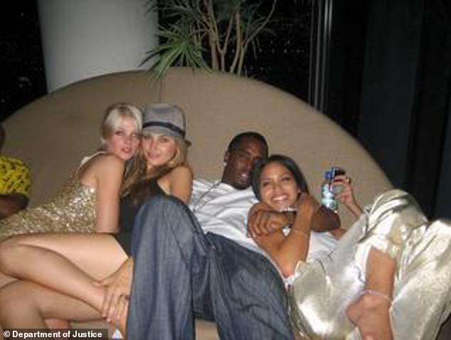Other pictures showed Cassie and Diddy lounging on a couch outside as other women joined them