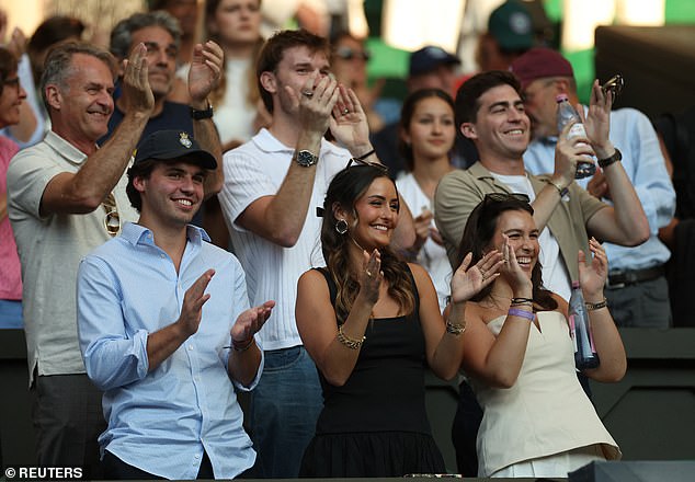 The sporting star and student, 24, was seen cheering and watching on as Emma, 22, thrashed Marketa Vondrousova on the court