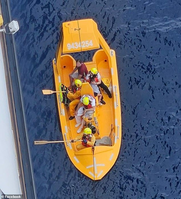 A father and daughter were rescued from the ocean 20 minutes after the girl fell off the side of the Disney Dream cruise ship and her dad dived in to rescue her