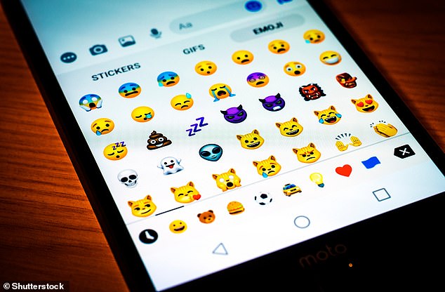 The team discovered there was no significant difference between the use of face and non-face emojis (file photo)