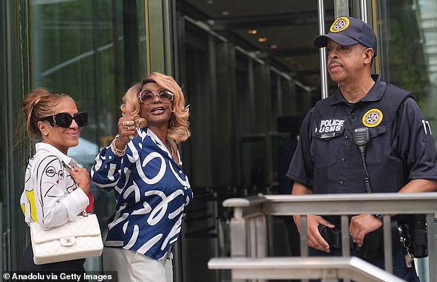 Sean 'Diddy' Combs' mother Janice Combs (pictured in NYC Wednesday) shared her delight at news her rapper son had been cleared of the most serious charges he was facing